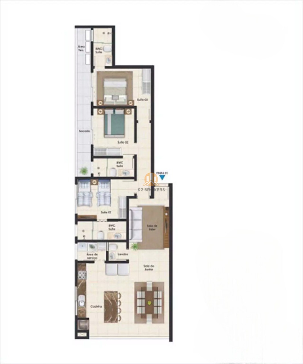  - Apartamento à venda no Centro de Guaratuba-PR: 3 Suites, 2 Vagas -120m²! Confira!