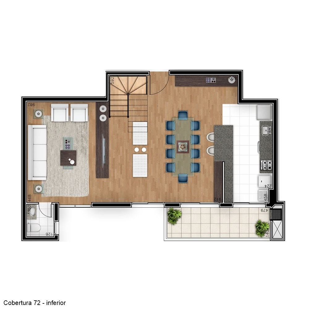 Cobertura à venda com 2 quartos, 142,05m² - Ahú,Curitiba